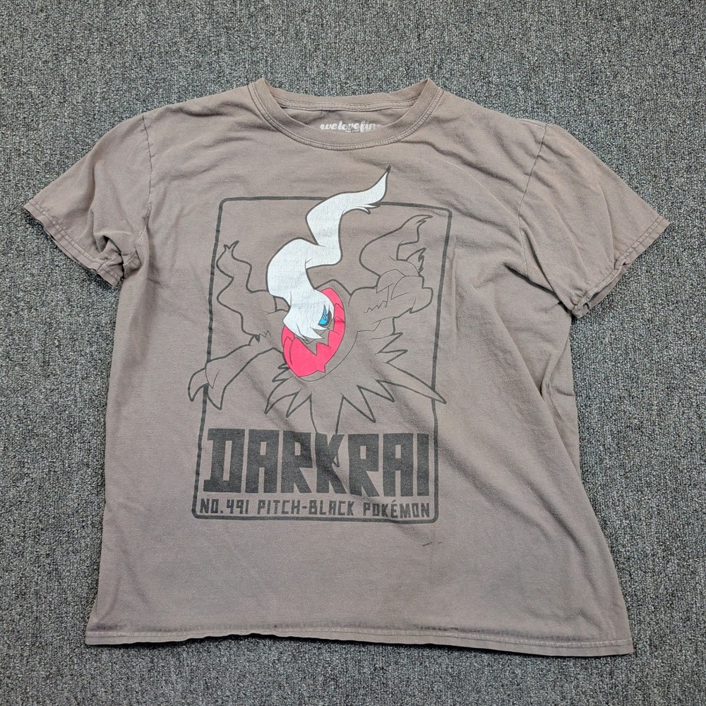 Pokemon WeLoveFine Darkrai Graphic T-Shirt Large Brown Pitch-Black Pokemon Tee